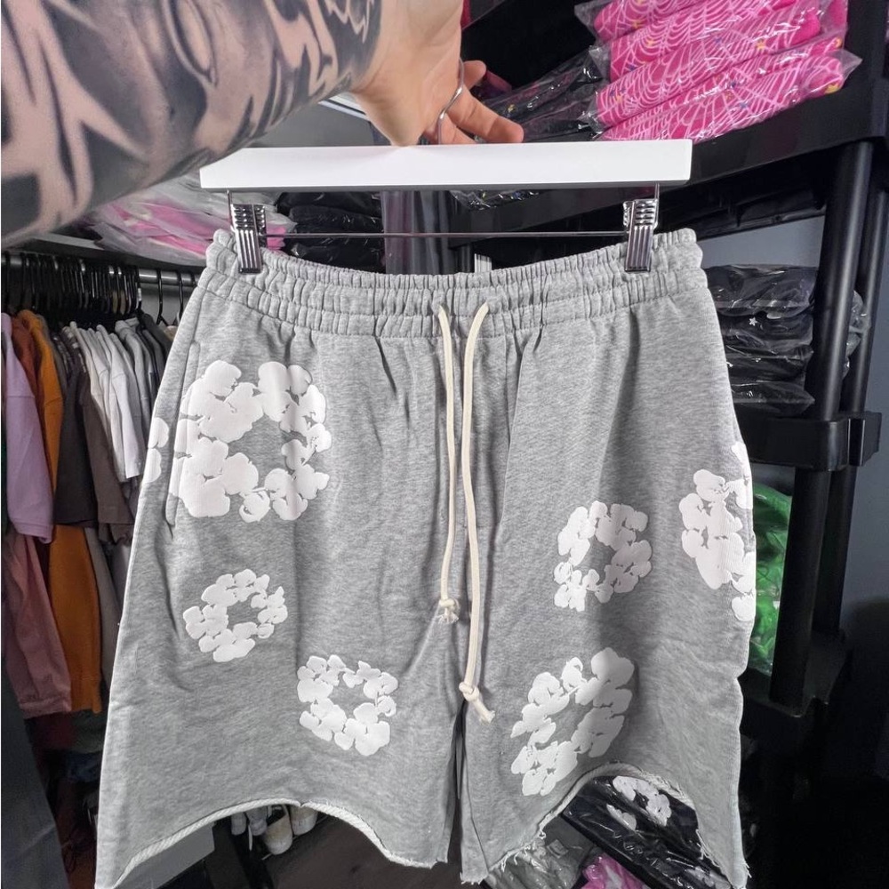 Grey denim tears shorts